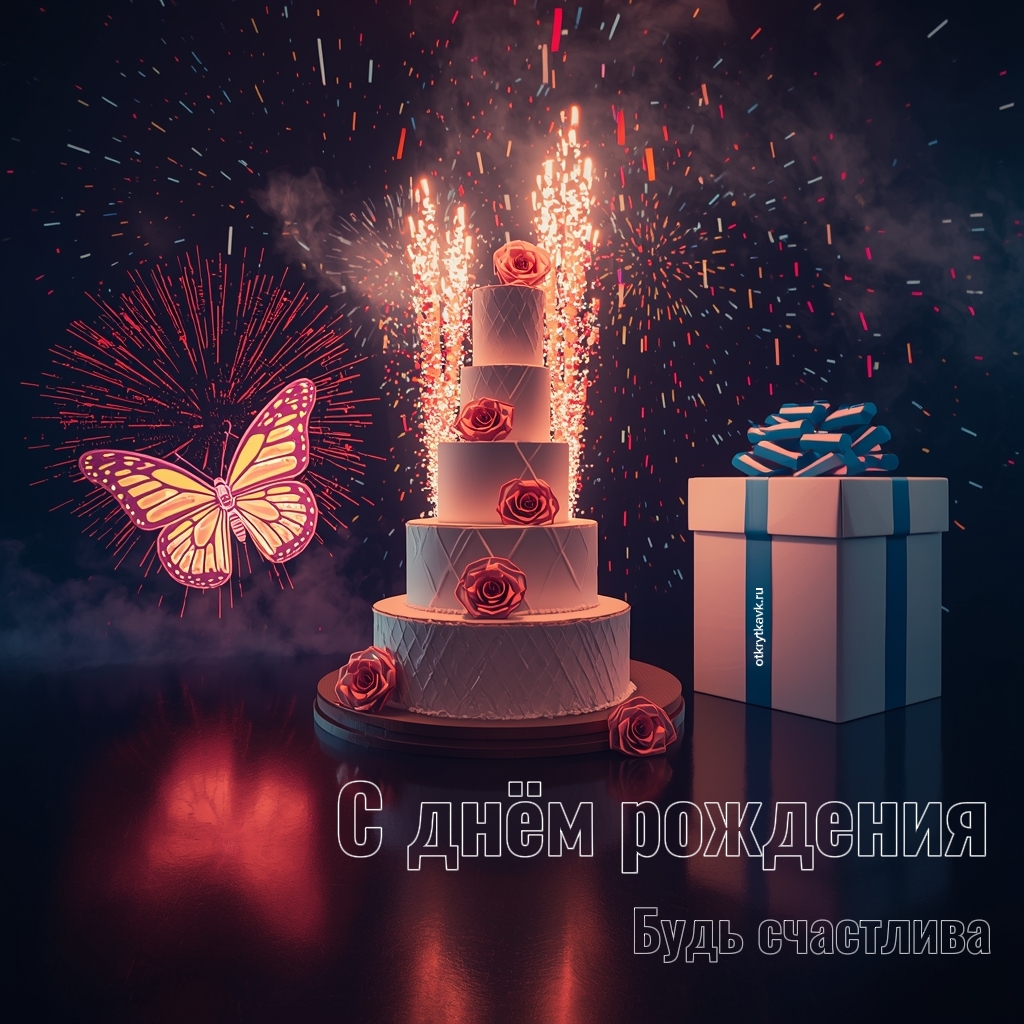 Открытка с днём рождения женщине - скачать бесплатно Бесплатная открытка женщине с днём рождения